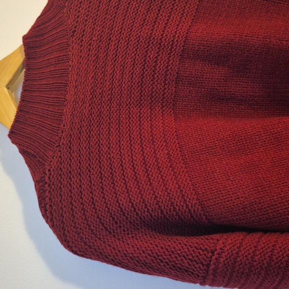 NWT Raga Open Cardigan Fringe Cherry Red Knit Drop Shoulder Boxy Size Large - Picture 7 of 10